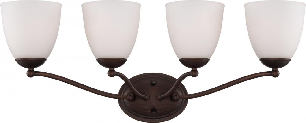 Nuvo 60-5134 Patton; 4 Light; Vanity Fixture with Frosted Glass; Prair
