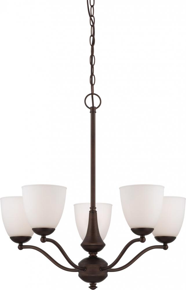 Nuvo 60-5135 Patton; 5 Light; Chandelier (Arms Up) with Frosted Glass;