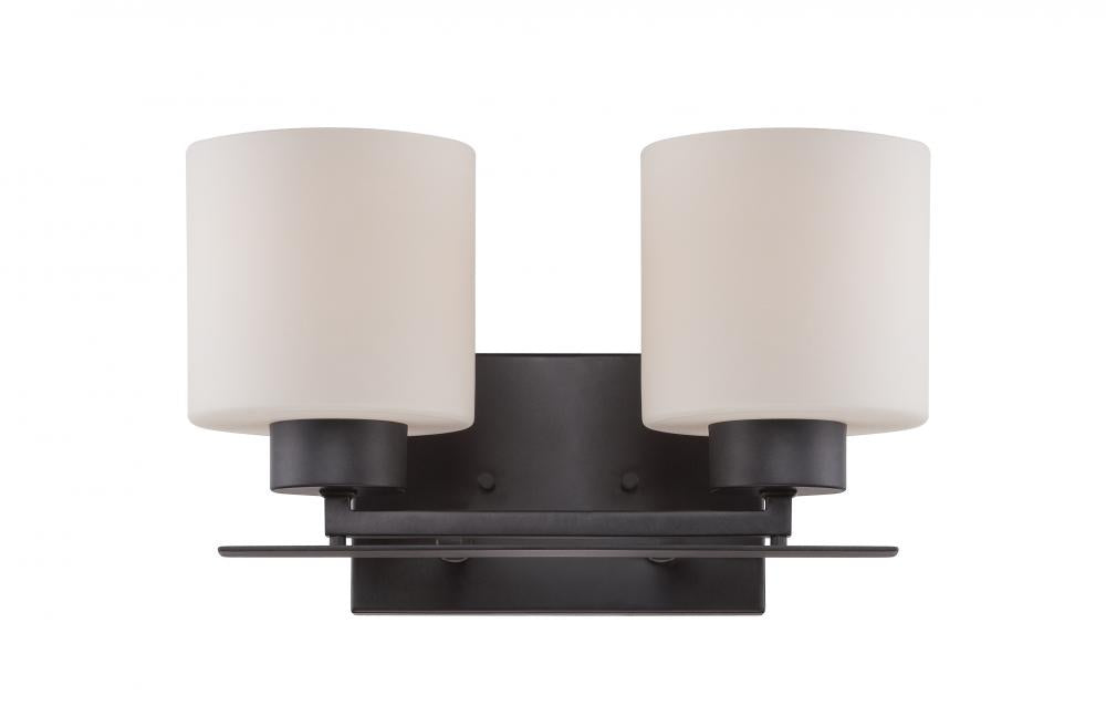 Nuvo 60-5302 Parallel; 2 Light; Vanity Fixture with Etched Opal Glass;