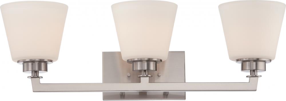 Nuvo 60-5453 Mobili; 3 Light; Vanity Fixture with Satin White Glass; B