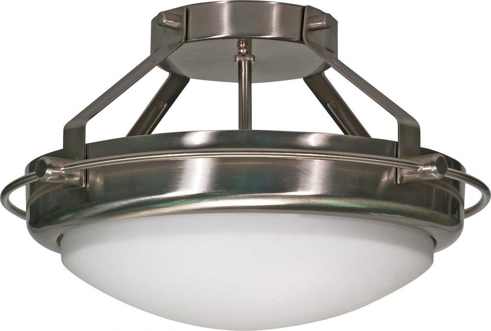 Nuvo 60-609 Polaris; 2 Light; 14 in.; Semi-Flush with Satin Frosted Gl