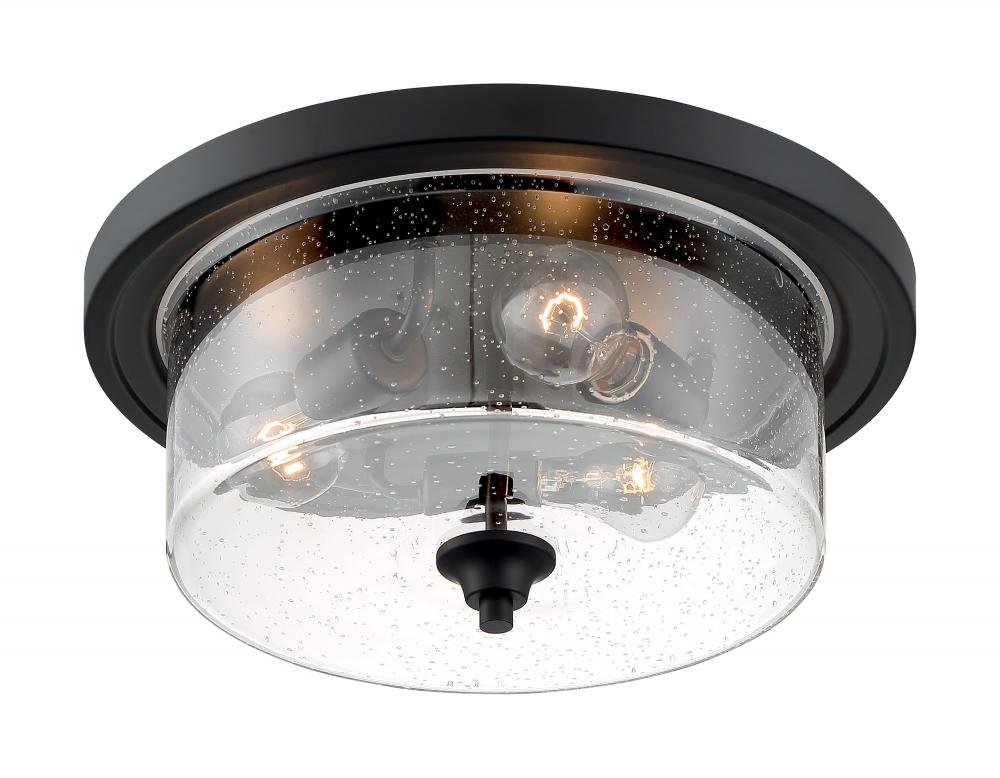Nuvo 60-7291 Bransel - 3 Light Flush Mount with Seeded Glass - Matte B