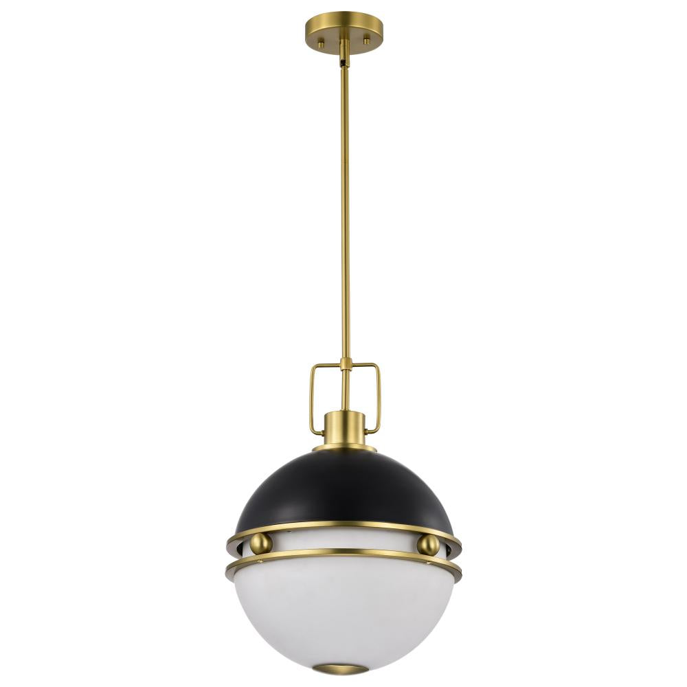 Nuvo 60-7878 Everton 2 Light Pendant; 14 Inches; Matte Black & Brass F