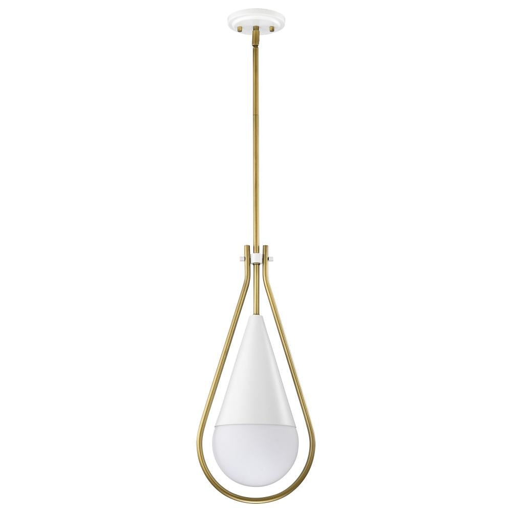 Nuvo 60-7923 Admiral 1 Light Pendant; 10 Inches; Matte White and Natur