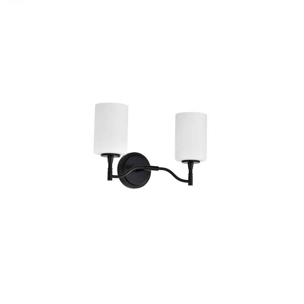 Nuvo 60-8212 Liam; 2 Light Vanity; Matte Black; White Opal Glass