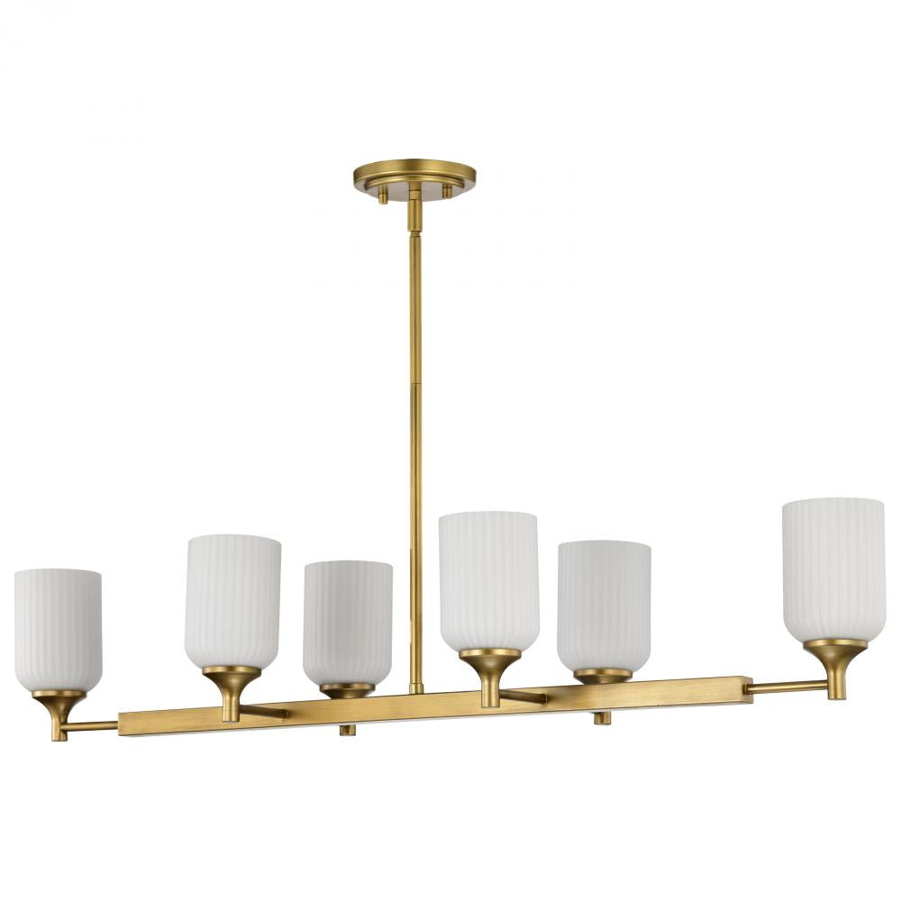 Nuvo 60-8669 Solara; 6 Light Island Pendant; Natural Brass Finish; Fro