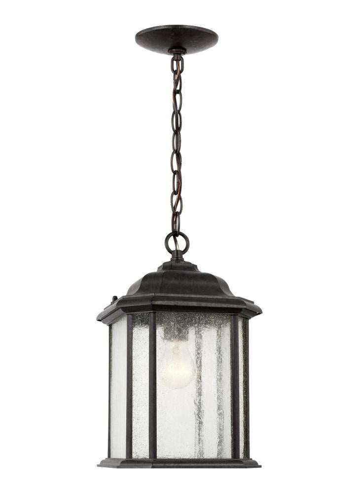 Generation Lighting 60031-746 Kent traditional 1-light outdoor exterior ceiling hanging pendant in oxford bronze finish with clear