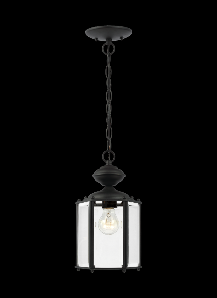 Generation Lighting 1500753 Classico traditional 1-light outdoor exterior semi-flush convertible ceiling pendant in black finish