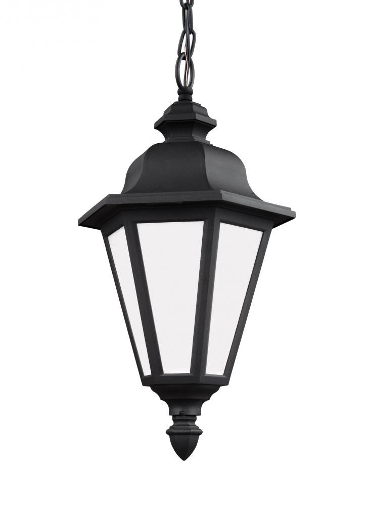 Generation Lighting 69025-12 Brentwood traditional 1-light outdoor exterior ceiling hanging pendant in black finish with smooth w