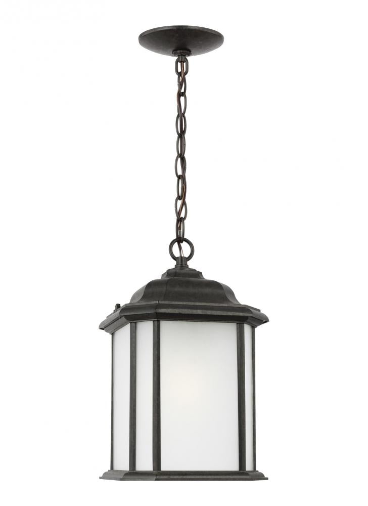 Generation Lighting 60531-746 Kent traditional 1-light outdoor exterior ceiling hanging pendant in oxford bronze finish with satin