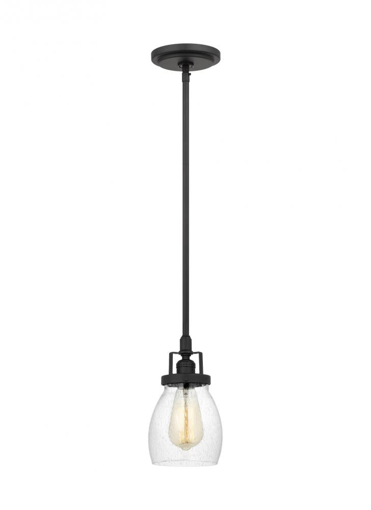 Generation Lighting 6114501-112 Belton transitional 1-light indoor dimmable ceiling hanging single pendant light in midnight black f