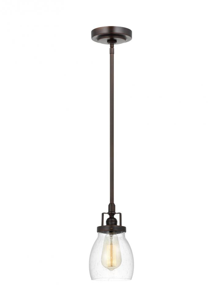 Generation Lighting 6114501-710 Belton transitional 1-light indoor dimmable ceiling hanging single pendant light in bronze finish wi