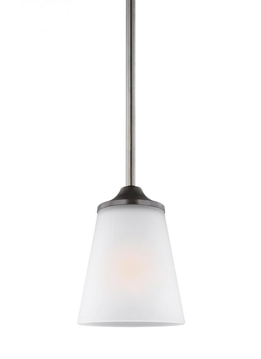Generation Lighting 6124501-710 Hanford traditional 1-light indoor dimmable ceiling hanging single pendant light in bronze finish wi