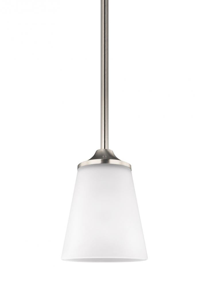 Generation Lighting 6124501-962 Hanford traditional 1-light indoor dimmable ceiling hanging single pendant light in brushed nickel s