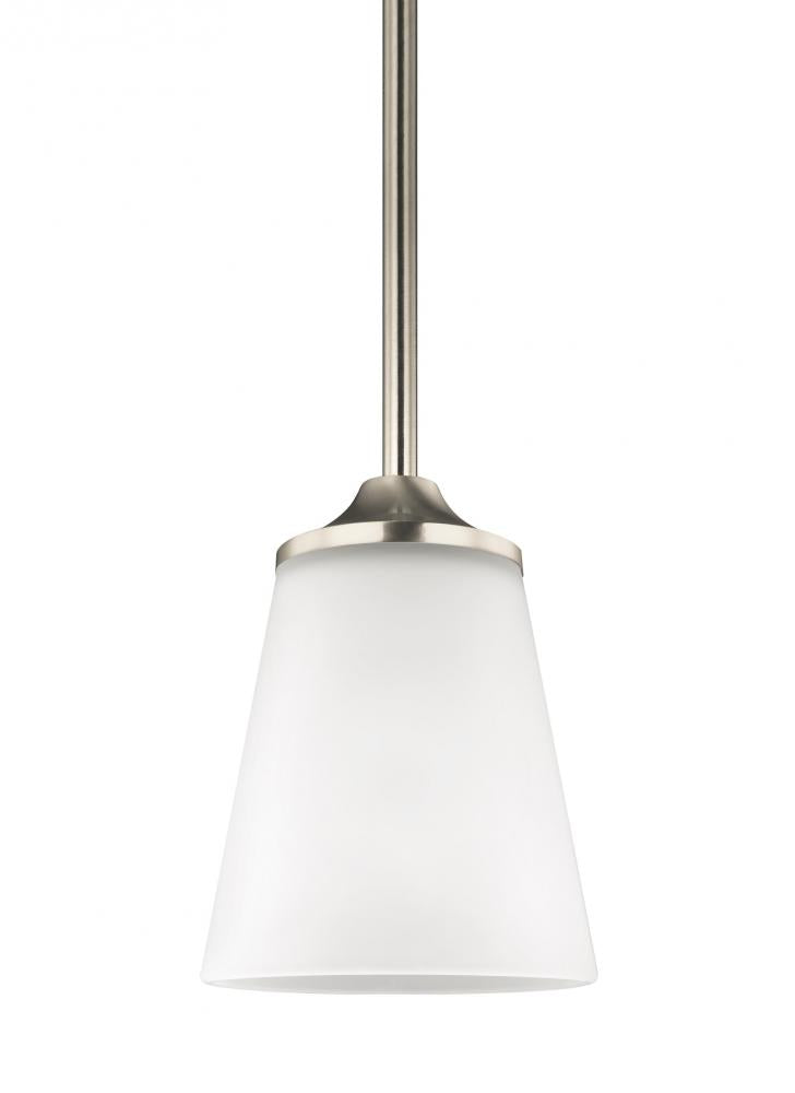 Generation Lighting 6124501EN3-962 Hanford traditional 1-light LED indoor dimmable ceiling hanging single pendant light in brushed nick