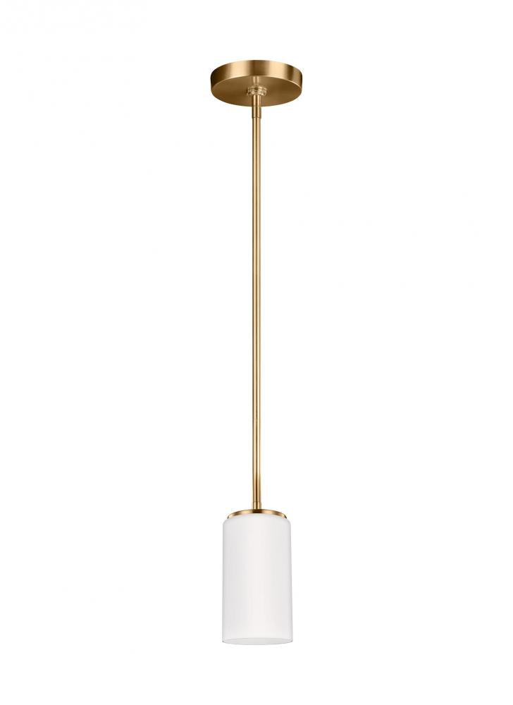 Generation Lighting 6124601-848 Alturas contemporary 1-light indoor dimmable ceiling hanging single pendant light in satin brass gol