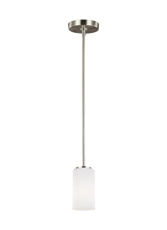Generation Lighting 6124601-962 Alturas contemporary 1-light indoor dimmable ceiling hanging single pendant light in brushed nickel