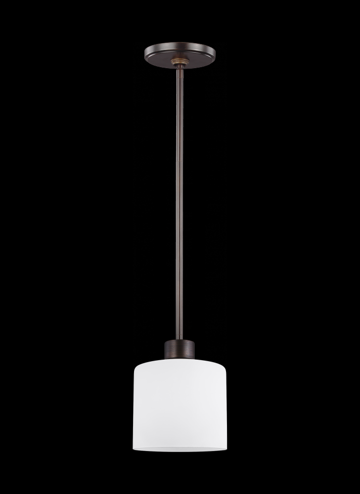 Generation Lighting 6128801EN3-710 Canfield modern 1-light LED indoor dimmable ceiling hanging single pendant light in bronze finish wi