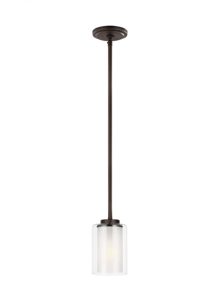 Generation Lighting 6137301-710 Elmwood Park traditional 1-light indoor dimmable ceiling hanging single pendant light in bronze fini