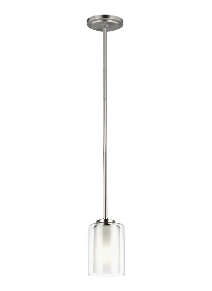 Generation Lighting 6137301-962 Elmwood Park traditional 1-light indoor dimmable ceiling hanging single pendant light in brushed nic