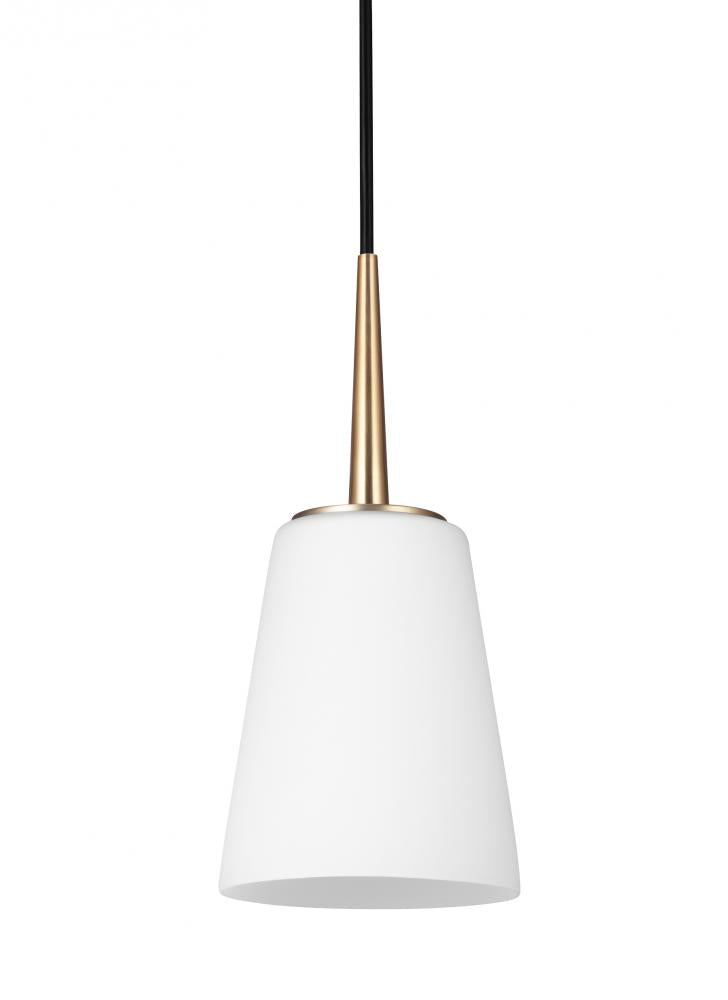 Generation Lighting 6140401-848 Driscoll contemporary 1-light indoor dimmable ceiling hanging single pendant light in satin brass go