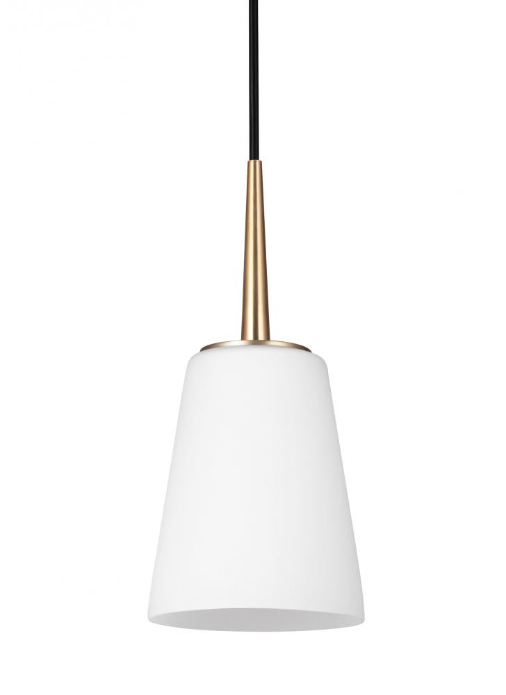 Generation Lighting 6140401EN3-848 Driscoll contemporary 1-light LED indoor dimmable ceiling hanging single pendant light in satin bras