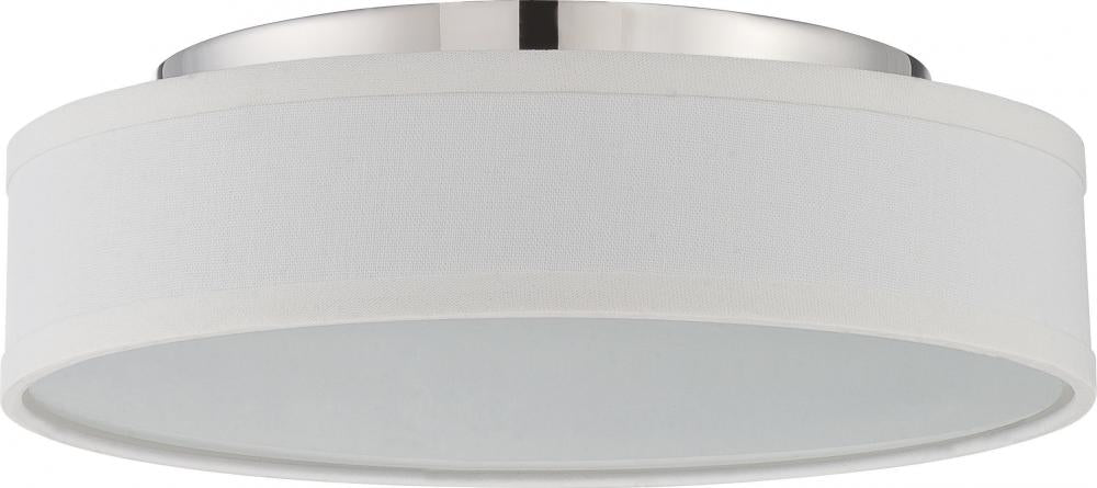 Nuvo 62-526 Heather; LED Flush Fixture with White Linen Shade; Polishe