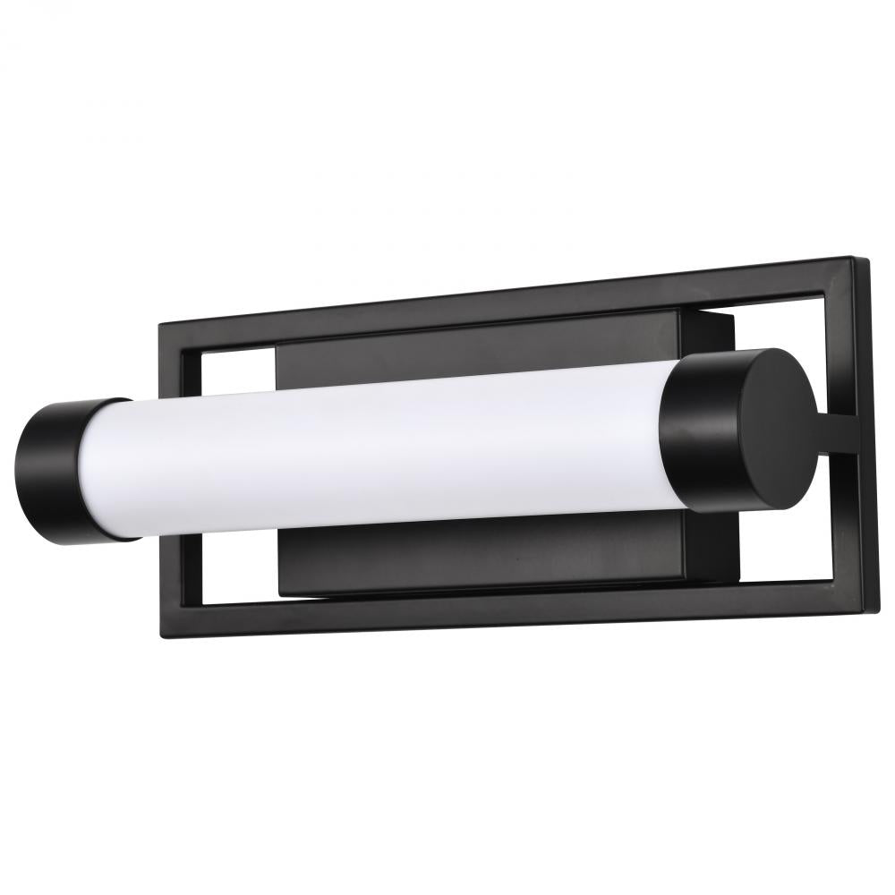 Nuvo 62-666 Canal LED Small Vanity; Matte Black Finish; White Acrylic 