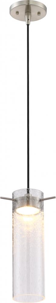 Nuvo 62-951 Pulse - LED Mini Pendant with Clear Seeded Glass - Brushed