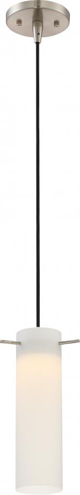 Nuvo 62-953 Pulse - LED Mini Pendant with White Opal Glass - Brushed N