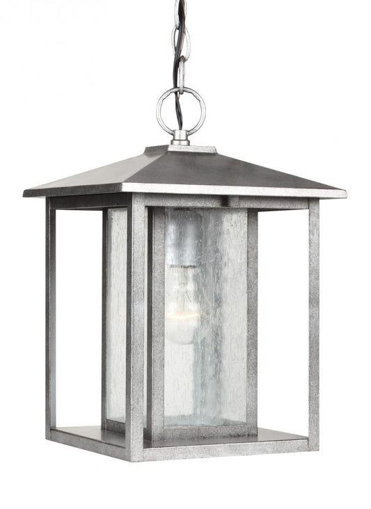 Generation Lighting 62027-57 Hunnington contemporary 1-light outdoor exterior pendant in weathered pewter grey finish with clear
