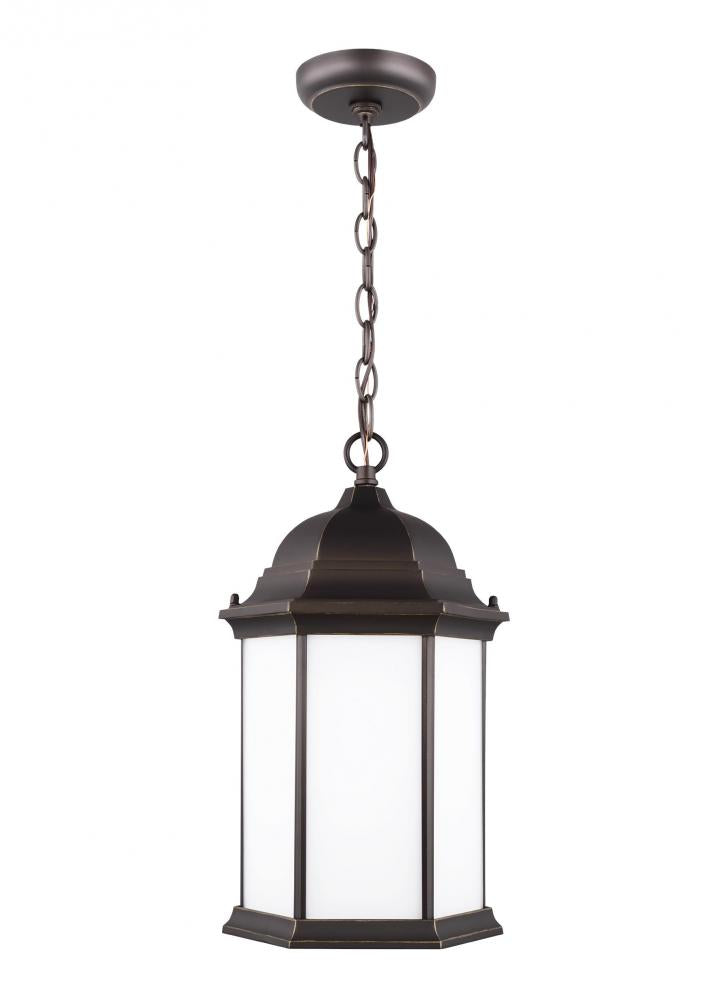 Generation Lighting 6238751-71 Sevier traditional 1-light outdoor exterior ceiling hanging pendant in antique bronze finish with sa