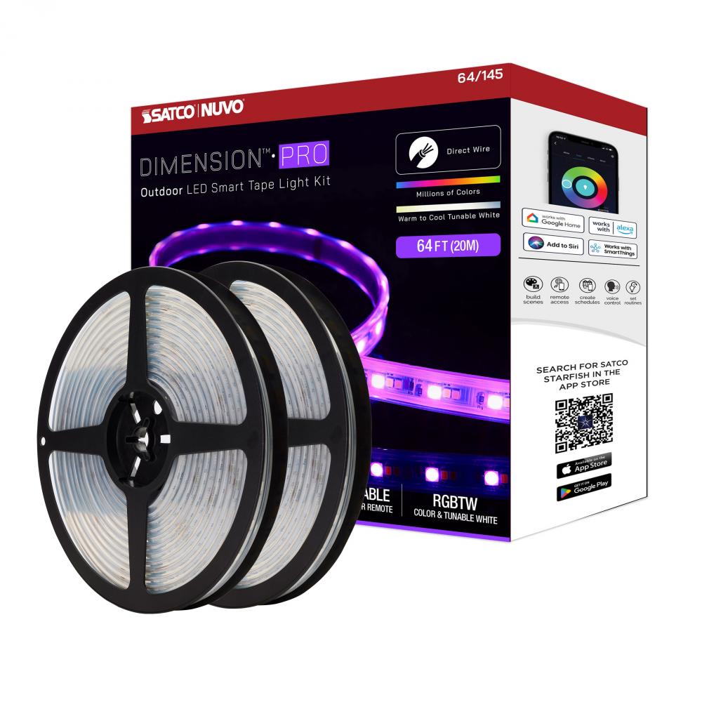 Nuvo 64-145 Dimension Pro; Tape Light strip; 64 ft.; Hi-Output; RGB pl