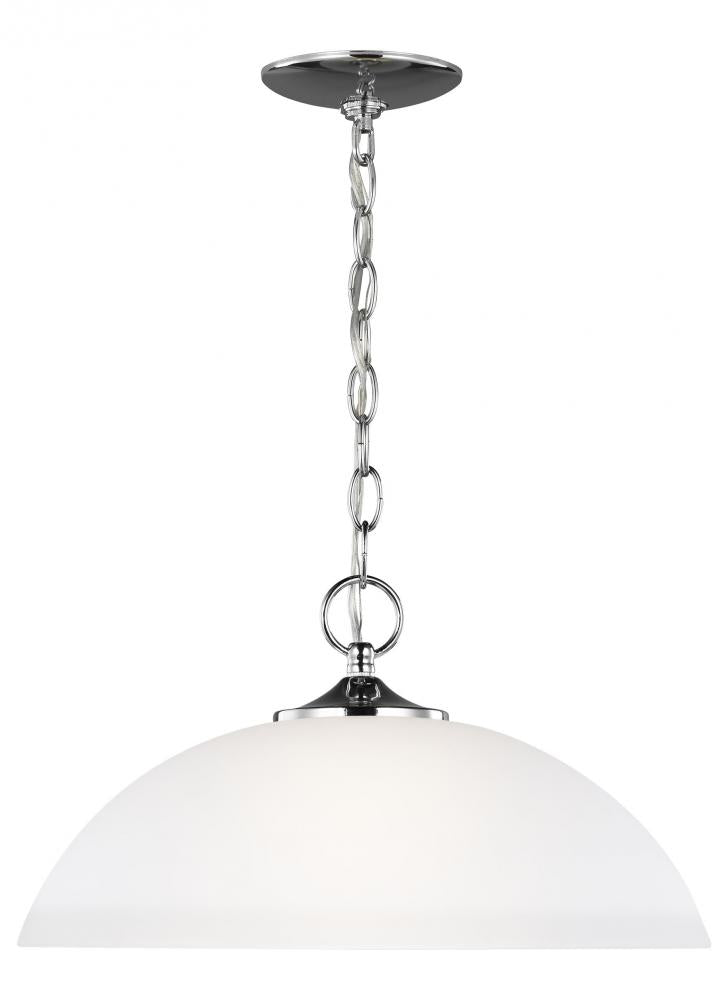 Generation Lighting 6516501-05 Geary transitional 1-light indoor dimmable ceiling hanging single pendant light in chrome silver fin