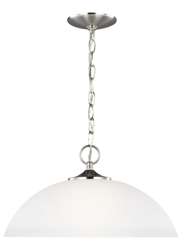 Generation Lighting 6516501-962 Geary transitional 1-light indoor dimmable ceiling hanging single pendant light in brushed nickel si
