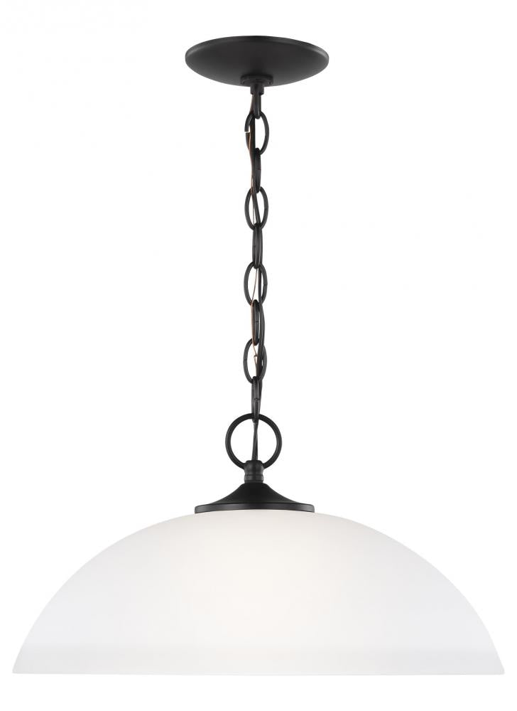 Generation Lighting 6516501EN3-112 Geary transitional 1-light LED indoor dimmable ceiling hanging single pendant light in midnight blac