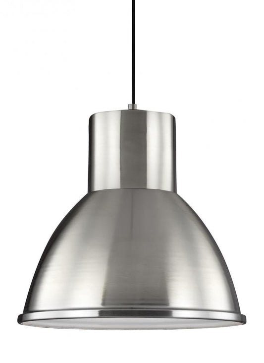 Generation Lighting 6517401-962 Division Street contemporary 1-light indoor dimmable ceiling hanging single pendant light in brushed