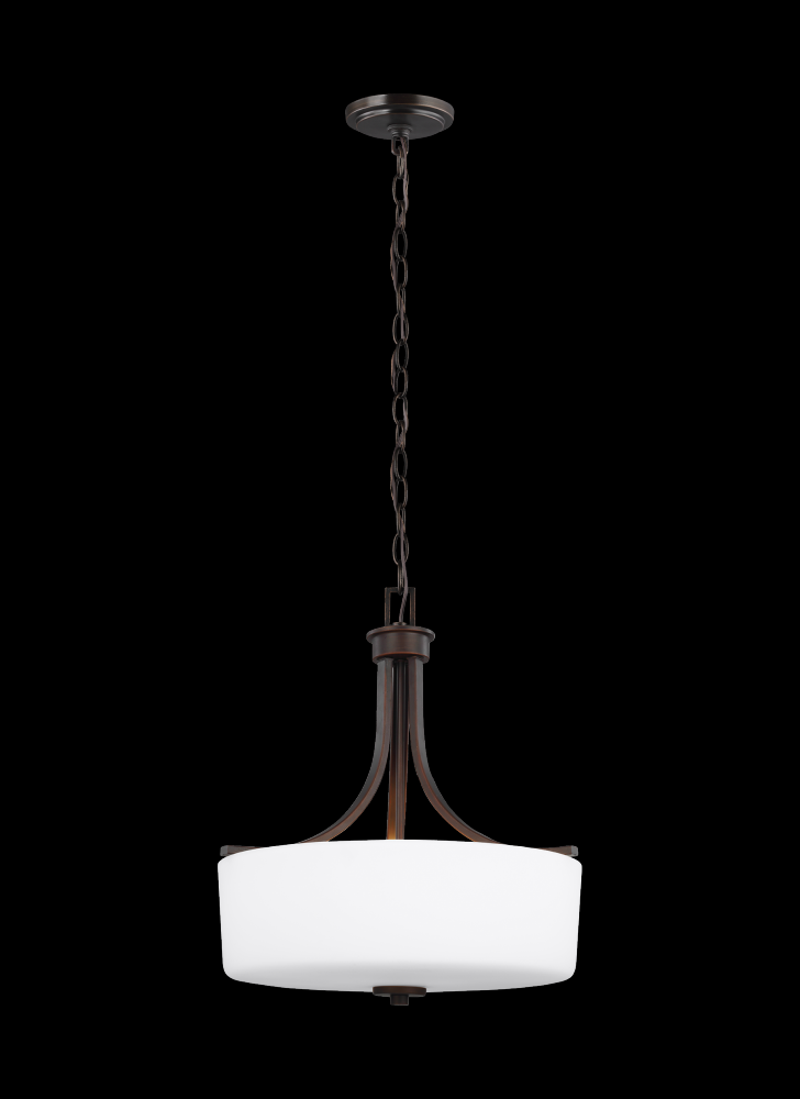 Generation Lighting 6528803-710 Canfield modern 3-light indoor dimmable ceiling pendant hanging chandelier pendant light in bronze f