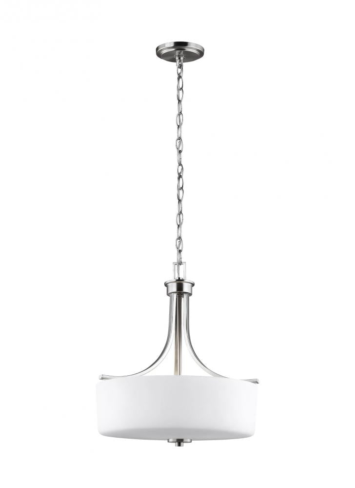 Generation Lighting 6528803EN3-962 Canfield modern 3-light LED indoor dimmable ceiling pendant hanging chandelier pendant light in brus