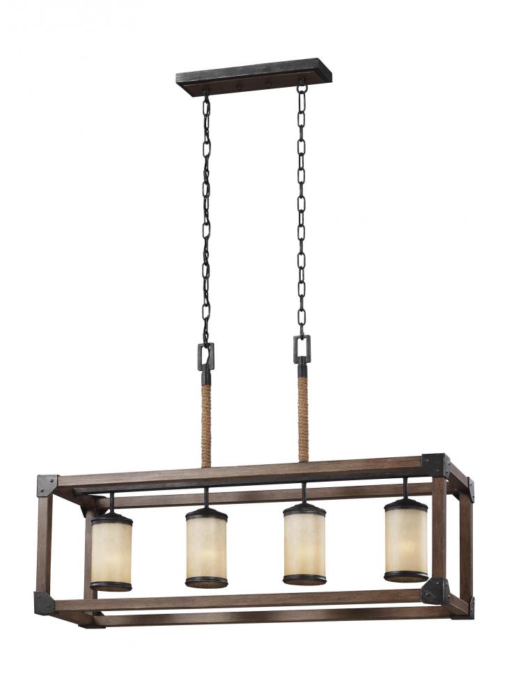 Generation Lighting 6613304EN3-846 Dunning contemporary 4-light LED indoor dimmable linear ceiling chandelier pendant light in stardust