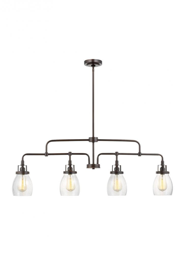 Generation Lighting 6614504-710 Belton transitional 4-light indoor dimmable linear ceiling chandelier pendant light in bronze finish