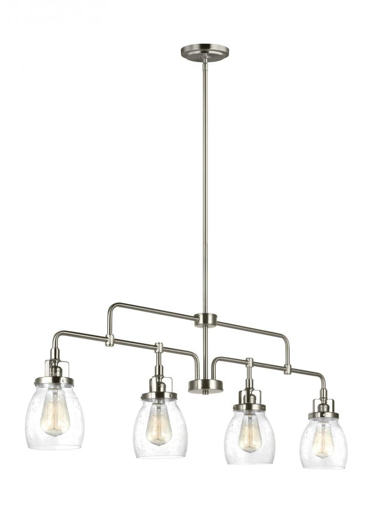 Generation Lighting 6614504-962 Belton transitional 4-light indoor dimmable linear ceiling chandelier pendant light in brushed nicke