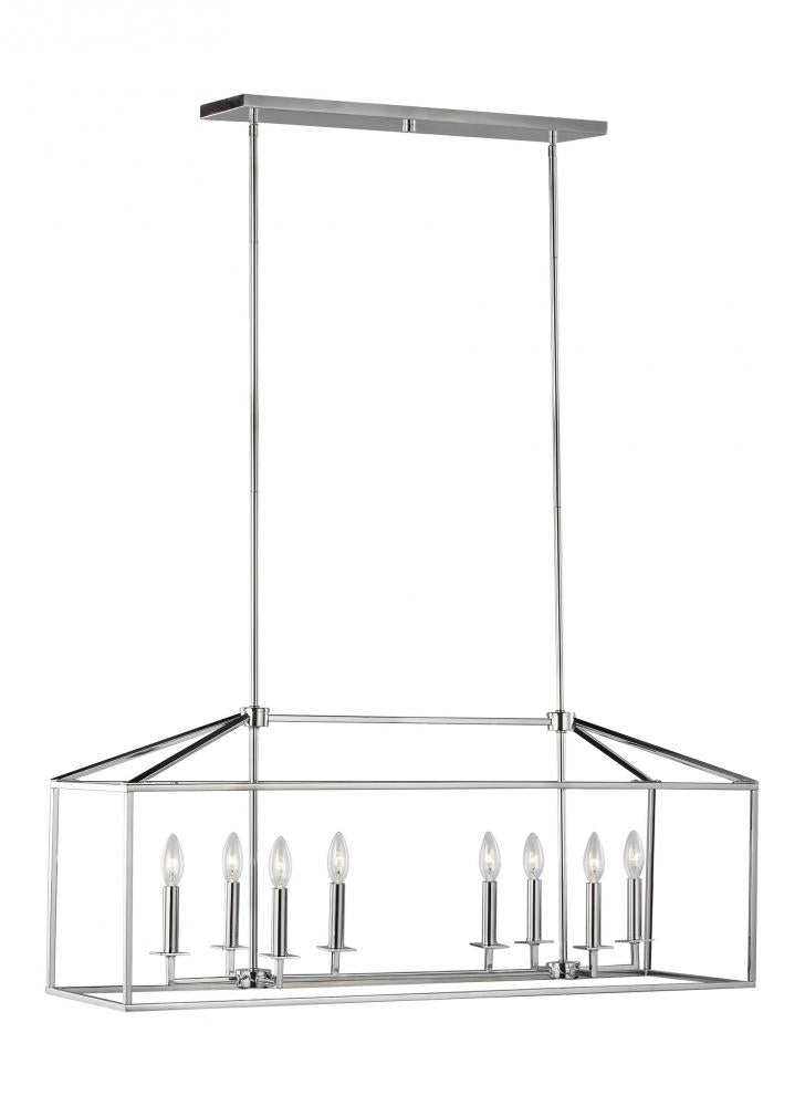 Generation Lighting 6615008-05 Perryton transitional 8-light indoor dimmable linear ceiling chandelier pendant light in chrome silv