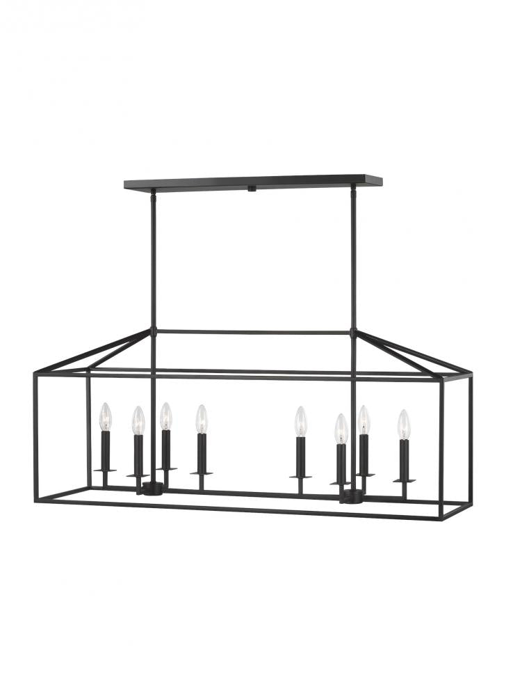 Generation Lighting 6615008-112 Perryton transitional 8-light indoor dimmable linear ceiling chandelier pendant light in midnight bl