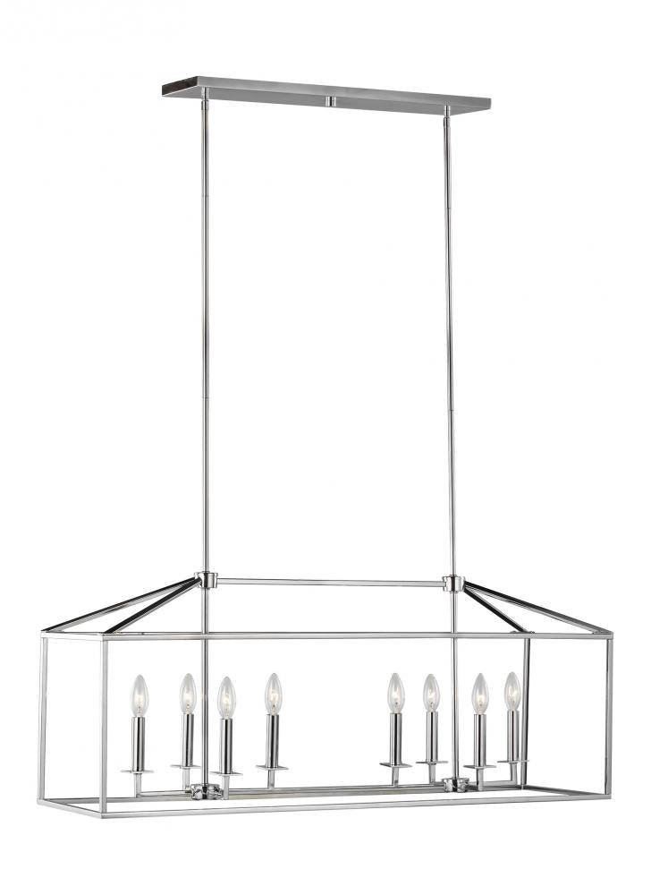 Generation Lighting 6615008EN-05 Perryton transitional 8-light LED indoor dimmable linear ceiling chandelier pendant light in chrome