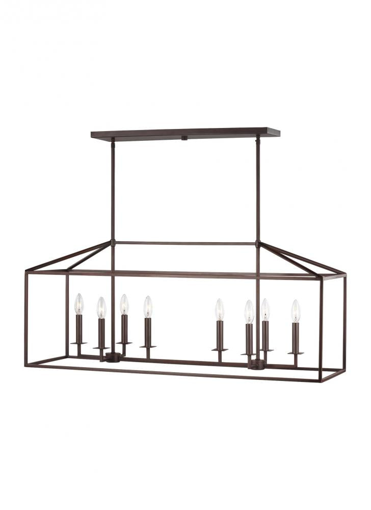 Generation Lighting 6615008EN-710 Perryton transitional 8-light LED indoor dimmable linear ceiling chandelier pendant light in bronze