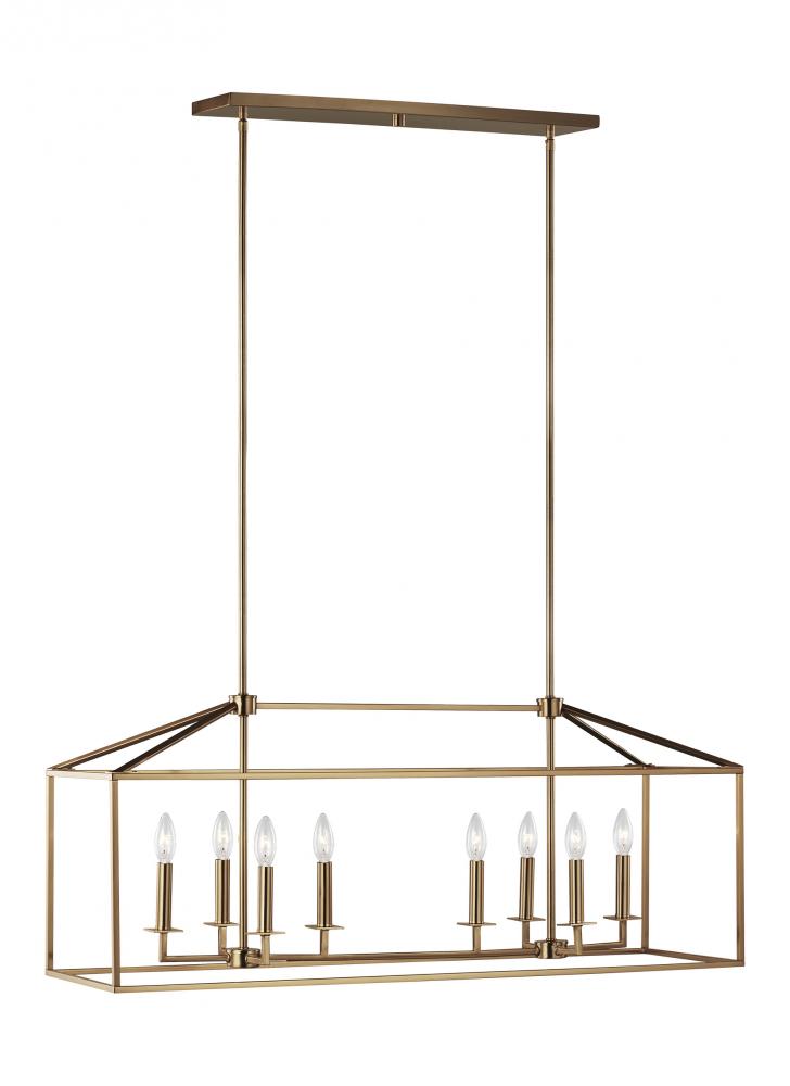 Generation Lighting 6615008EN-848 Perryton transitional 8-light LED indoor dimmable linear ceiling chandelier pendant light in satin b