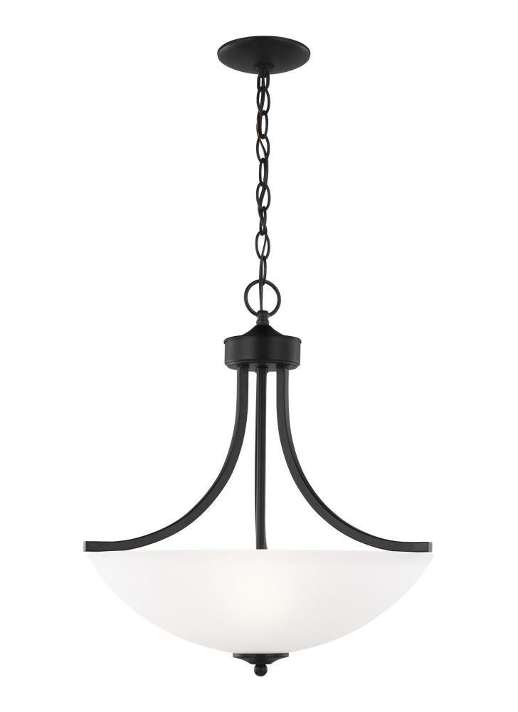 Generation Lighting 6616503-112 Geary transitional 3-light indoor dimmable ceiling pendant hanging chandelier pendant light in midni