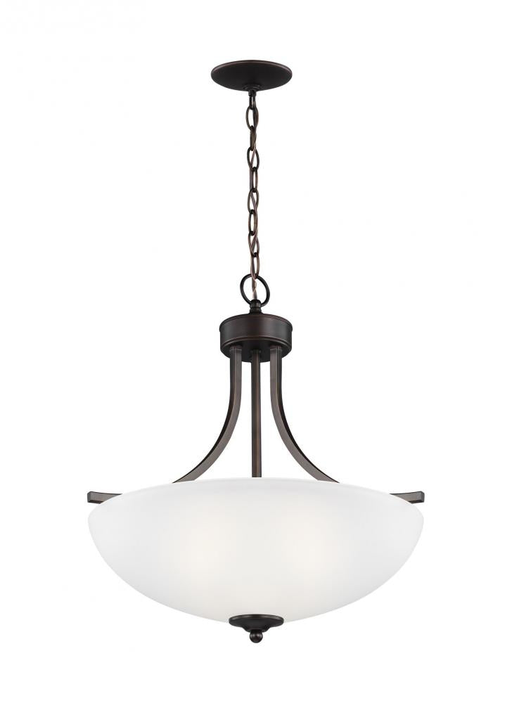 Generation Lighting 6616503EN3-710 Geary transitional 3-light LED indoor dimmable ceiling pendant hanging chandelier pendant light in b