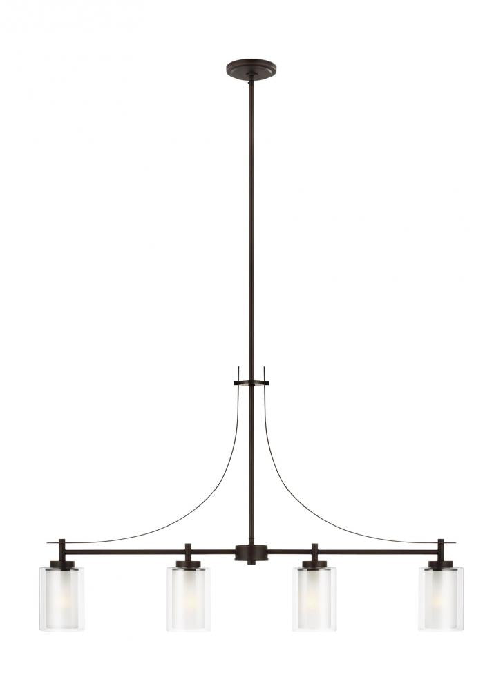 Generation Lighting 6637304-710 Elmwood Park traditional 4-light indoor dimmable linear ceiling chandelier pendant light in bronze f